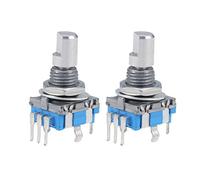 sourcing map Codificador rotatorio de 360 grados Interruptor de código Potenciómetro digital EC11 7 Pines 15mm D-Shaft 2Pcs