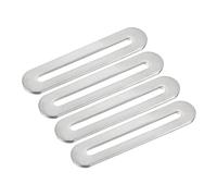 sourcing map Código de esquina ajustable, 4 unidades de 90 x 19 mm, soportes planos de acero inoxidable, rectos, gruesos, ranurados, para conector fijo de estantes de muebles (plateado)