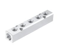 sourcing map Colector neumático de aire de 5 vías y 7 puertos, suministro NPT de 0.5 pulgadas y puertos de salida NPT de 0.25 pulgadas, bloque de colector neumático de aluminio para compresor de aire