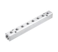 sourcing map Colector neumático de aire de 8 vías y 10 puertos, suministro NPT de 0.5 pulgadas y puertos de salida NPT de 0.25 pulgadas, bloque de colector neumático de aluminio para compresor de aire