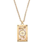 sourcing map Colgante de tarot cuadrado de aleación de 30 mm de la suerte, rectangular, esmaltado, tarjetas de tarot, dije de astrolabio para mujer, dorado, 30mm, Acero aleado, No es una piedra