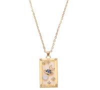 sourcing map Colgante de tarot de aleación de 30 mm, cuadrado de la suerte, colgante, rectangular, esmaltado, tarjetas de tarot, estrella y luna para mujer, dorado, 30mm, Acero aleado, No es una