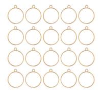 sourcing map Colgantes de bisel con parte trasera abierta, 30 bandejas geométricas redondas en blanco para hacer joyas de resina, fundición, collares, pulseras, manualidades (K dorado), 33x28mm, Metal