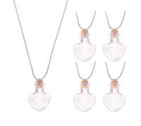 sourcing map Collar con colgante de botella de perfume de cristal de acero inoxidable con forma de corazón, urna de cenizas, botella que se puede abrir, 28, Vidrio, Sin piedra preciosa