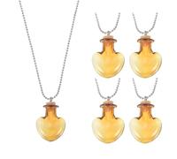 sourcing map Collar con colgante de botella de perfume de cristal de acero inoxidable con forma de corazón, urna de cenizas, botella que se puede abrir, 28, Vidrio, Sin piedra preciosa