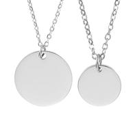 sourcing map Collar con colgante redondo de acero inoxidable para hombres y mujeres, collar con colgante grabado en blanco, regalo de joyería para cumpleaños, día de San Valentín (1 pulgada/0.6