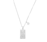 sourcing map Collar con signo del zodiaco del tarot, acero de titanio, tarjeta del tarot, collares de acuario para mujer, 26x12mm, Acero aleado, No es una piedra preciosa