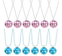 sourcing map Collar de bola de discoteca de espejo, collares de fiesta de discoteca de 1.2 pulgadas de los años 70 para disfraces, suministros de baile, fiestas de cumpleaños, festivales, accesorios