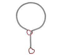 sourcing map Collar de cadena deslizante, collar cubano ajustable en Y con anillo en O de corazón, gargantilla de cadena de acero inoxidable para mujer, joyería punk gótica, talla única, Acero