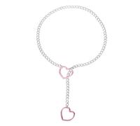 sourcing map Collar de cadena deslizante, collar cubano ajustable en Y con anillo en O de corazón, gargantilla de cadena de acero inoxidable para mujer, joyería punk gótica, 1, Acero inoxidable, No es