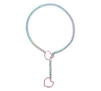 sourcing map Collar de cadena deslizante, collar cubano ajustable en Y con anillo en O de corazón, gargantilla de cadena de acero inoxidable para mujer, joyería punk gótica, talla única, Acero