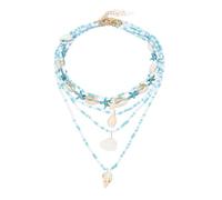 sourcing map Collar de concha de mar para mujer, hecho a mano con cuentas de verano con abalorio de concha de playa, collar de cuentas de estrella de mar, ajustable, joyería de playa bohemia para