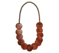 sourcing map Collar de cuentas gruesas, collar de cuentas de disco redondo de madera, collar de perlas, 27.56inch, Madera, No es una piedra preciosa