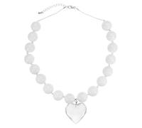 sourcing map Collar de cuentas gruesas, collar de cuentas redondas de acrílico ajustable con colgante de corazón, 16.54inch, Acrílico, No es una piedra preciosa