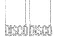 sourcing map Collar de discoteca para hombre, traje de discoteca de los años 70, accesorios para hombres y mujeres, 50, 60, 70, 80, regalo de joyería para fiesta temática, plata, paquete de 2