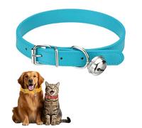 sourcing map Collar de perro con campana, collares de piel sintética para gatos, hebilla ajustable acolchada suave, 20 pulgadas (azul brillante, 1 pieza), diseñado para taza de té, perro pequeño