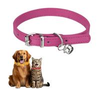 sourcing map Collar de perro con campana, collares de piel sintética para gatos, hebilla ajustable acolchada suave, 12 pulgadas (rosa intenso, 1 pieza), diseñado para taza de té, perro pequeño, gatito