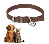 sourcing map Collar de perro con campana, collares de piel sintética para gatos, hebilla ajustable acolchada suave, 12 pulgadas (marrón, 1 unidad), diseñado para taza de té, perro pequeño, gatito