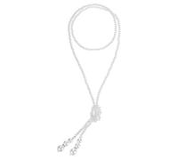 sourcing map Collar largo de perlas sintéticas, cadena de perlas de imitación para mujer, estilo flapper de los años 20, collar largo de cuentas en capas, 47, Vidrio, No es una piedra preciosa