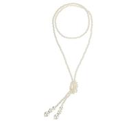 sourcing map Collar largo de perlas sintéticas, cadena de perlas de imitación para mujer, estilo flapper de los años 20, collar largo de cuentas en capas, 47, Vidrio, No es una piedra preciosa