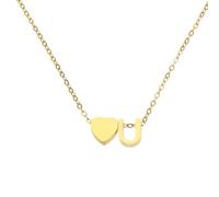 sourcing map Collares con inicial de corazón para mujer, chapado en oro de 18 quilates, colgante de letra U con caja y tarjeta para regalo, oro