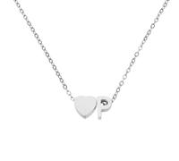 sourcing map Collares con inicial de corazón para mujer, chapado en oro de 18 quilates, dije del alfabeto P, collar de letra delicada con caja y tarjeta para regalo, plata