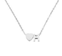 sourcing map Collares con inicial de corazón para mujer, chapado en oro de 18 quilates, dije del alfabeto H, collar de letra delicada con caja y tarjeta para regalo, plata