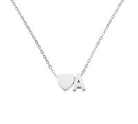 sourcing map Collares con inicial de corazón para mujer, chapado en oro de 18 quilates, dije del alfabeto A, collar de letra delicada con caja y tarjeta para regalo, plata