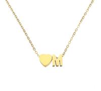 sourcing map Collares con inicial de corazón para mujer, chapado en oro de 18 quilates, dije del alfabeto M, collar de letra delicada con caja y tarjeta para regalo, oro