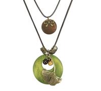 sourcing map Collares largos bohemios, colgante de madera vintage con bolsa de lino, suéter, cadena de estilo étnico, joyería bohemia, 1, Metal, Ágata