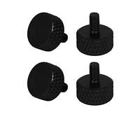 sourcing map Computadora PC Tarjeta gráfica Tornillos moleteados de cabeza plana Negro M3.5x6mm 4pcs