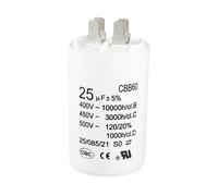 sourcing map Condensador de Funcionamiento CBB60 25uF 450V AC, Cilindro de Doble Inserción 50/60Hz 73x44mm Blanco para Compresor de Aire de Bomba de Agua Motor
