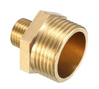 sourcing map Conector Boquilla Roscada adaptador hexagonal reductor de latón para tuberías de 3/4 PT macho x 1/4 PT macho