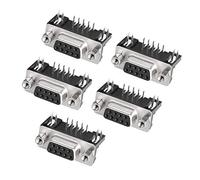 sourcing map Conector D-sub hembra de 9 pines, 2 filas, ángulo recto, tipo de soldadura para equipos mecánicos, color negro, paquete de 5