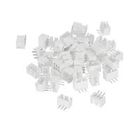sourcing map Conector de 2,54 mm, adaptador macho de 3 pines, cabezal de clavija de ángulo recto, enchufe blanco para conexión de cable a placa, paquete de 50