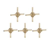 sourcing map Conector De 4 Vías En Cruz Adaptador De Manguera De Cola De Latón 4mm para Aire Agua Aceite Gas 5Pcs
