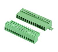sourcing map Conector de bloque de terminales de tornillo de 14 pines, paso de 3,5 mm, macho y hembra, terminal de tornillo de montaje en PCB de 300 V 8 A, conector de bloque de terminales verde para