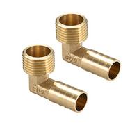 sourcing map Conector de manguera de púas de latón, codo de 90 grados, 14 mm de púas a conector adaptador de tubo macho de 1/2PT, 2 uds.