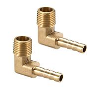 sourcing map Conector de manguera de púas de latón, codo de 90 grados, 6 mm de púas a conector adaptador de tubo macho de 1/4 PT, 2 uds.