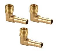 sourcing map Conector de manguera de púas de latón, codo de 90 grados, 8 mm de púas a conector adaptador de tubo macho de 1/4 PT, 3 uds.