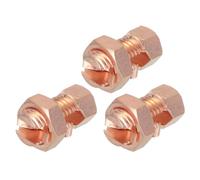 sourcing map Conector de Perno Dividido Abrazadera de Puesta a Tierra de Latón y Cobre TJ-16 con Tuerca a Juego para Completar la Unión a Tierra de Cables Desnudos Paquete de 3