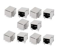 sourcing map Conector de red Ethernet RJ45 8P8C Conector modular para montaje en PCB hembra 10pcs