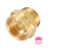 sourcing map Conector de tubería de latón, conector hexagonal de latón macho de 1 pulgada G hembra × 1 pulgada, adaptador de tubería hembra de 1 a 1 pulgada con PTFE y juntas, tono dorado
