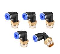 sourcing map Conector de tubo de empuje para conectar codo macho de 6 mm de diámetro exterior x rosca G1/4 pulgadas, ajuste de bloqueo de aire neumático, color azul, 5 unidades
