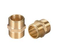 sourcing map Conector Manguera de Latón, Racor Manguera Recto Macho a Macho, Rosca Macho G1/2 x G1/2, Adaptador Hexagonal Manguera Tubo, 4 Piezas