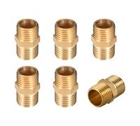 sourcing map Conector Manguera de Latón, Racor Manguera Recto Macho a Macho, Rosca Macho G1/4 x G1/4, Adaptador Hexagonal Manguera Tubo, 6 Piezas