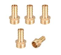 sourcing map Conector Manguera de Lengüeta, Racor Manguera de Latón, Púa de 10mm, Rosca Macho G3/8, Adaptador Manguera Tubo, 5 Piezas