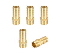 sourcing map Conector Manguera de Lengüeta, Racor Manguera de Latón, Púa de 12mm, Rosca Macho G1/4, Adaptador Manguera Tubo, 5 Piezas