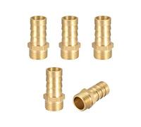 sourcing map Conector Manguera de Lengüeta, Racor Manguera de Latón, Púa de 14mm, Rosca Macho G3/8, Adaptador Manguera Tubo, 5 Piezas