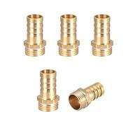 sourcing map Conector Manguera de Lengüeta, Racor Manguera de Latón, Púa de 16mm, Rosca Macho G1/2, Adaptador Manguera Tubo, 5 Piezas